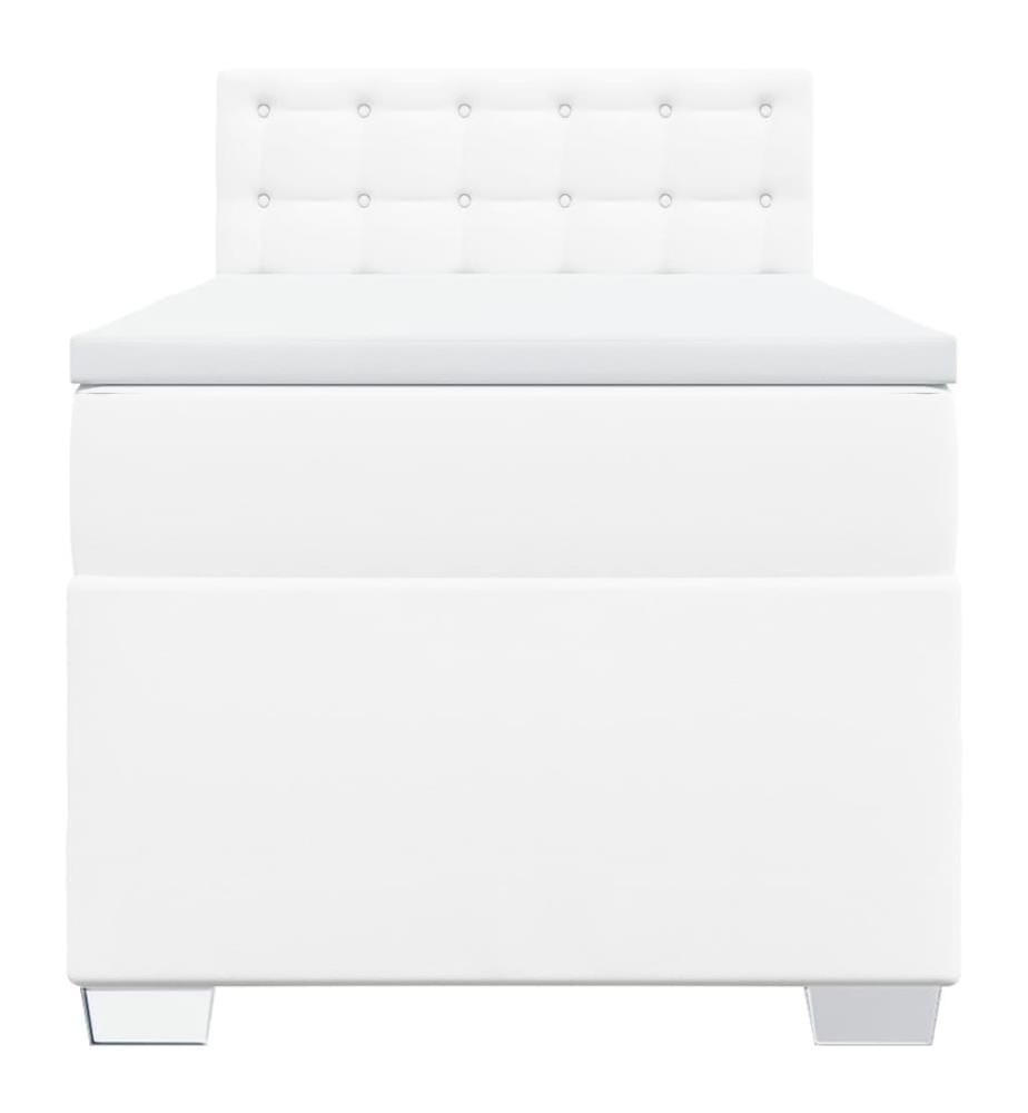 Boxspringbett mit Matratze Weiss 80x200 cm Kunstleder