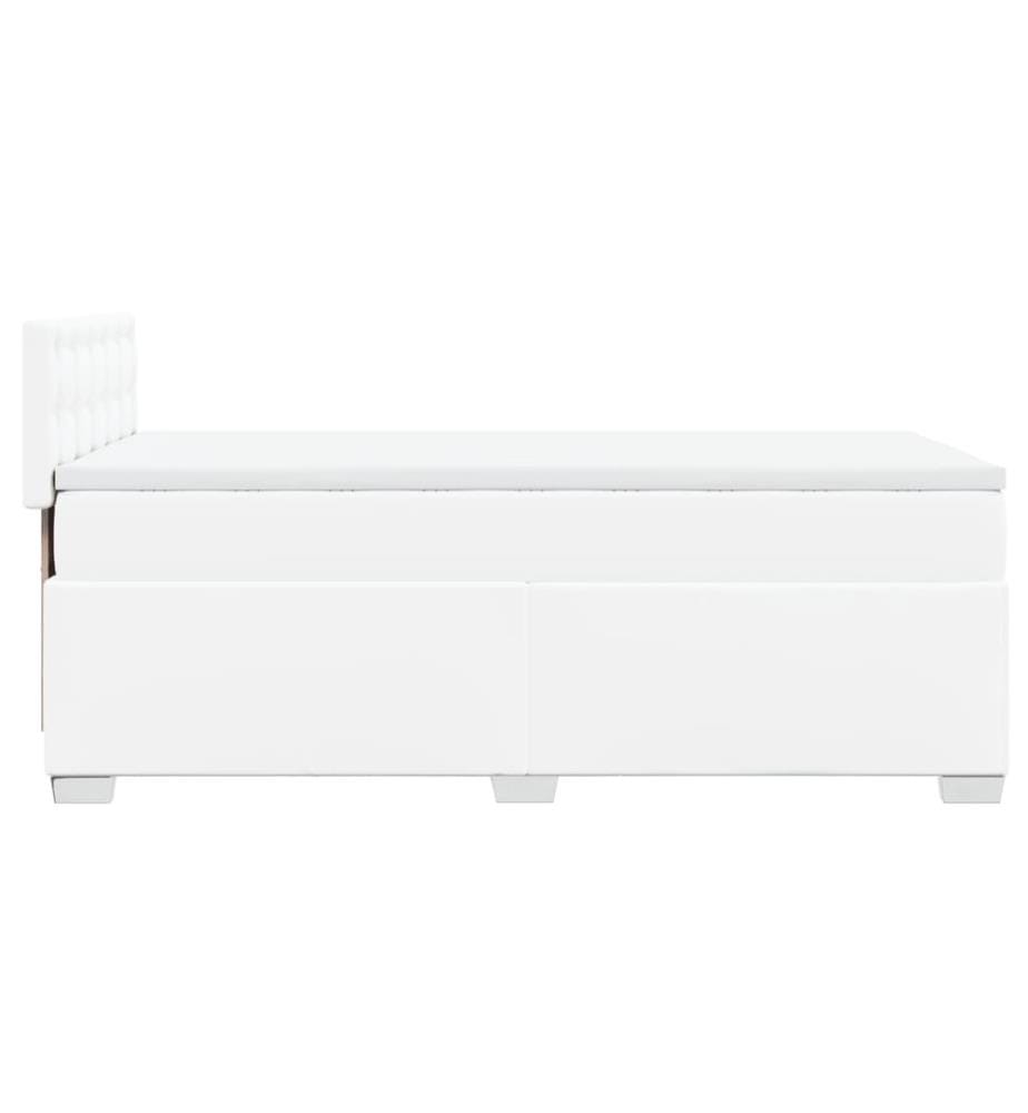 Boxspringbett mit Matratze Weiss 80x200 cm Kunstleder