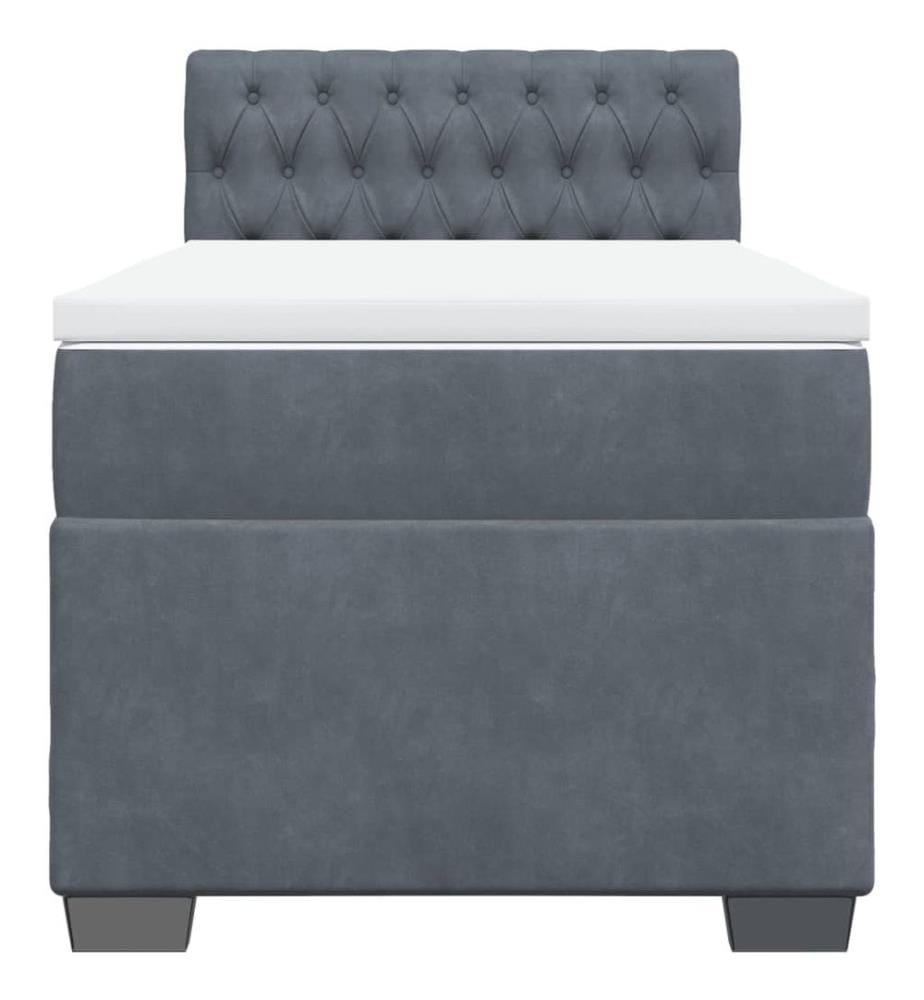Boxspringbett mit Matratze Dunkelgrau 80x200 cm Samt