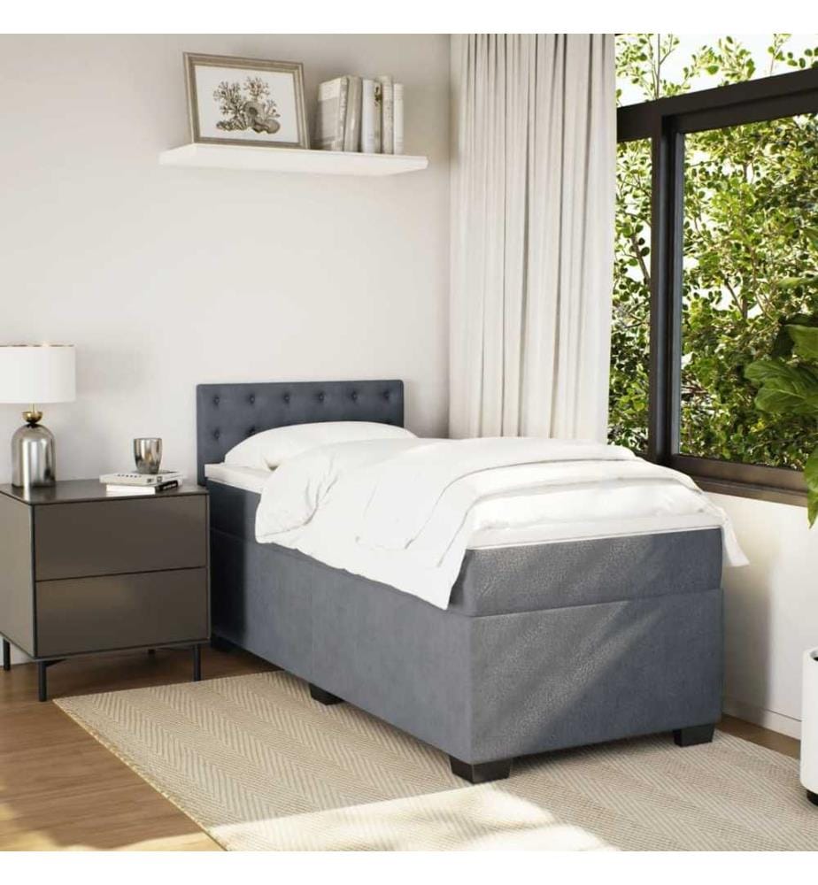 Boxspringbett mit Matratze Dunkelgrau 80x200 cm Samt