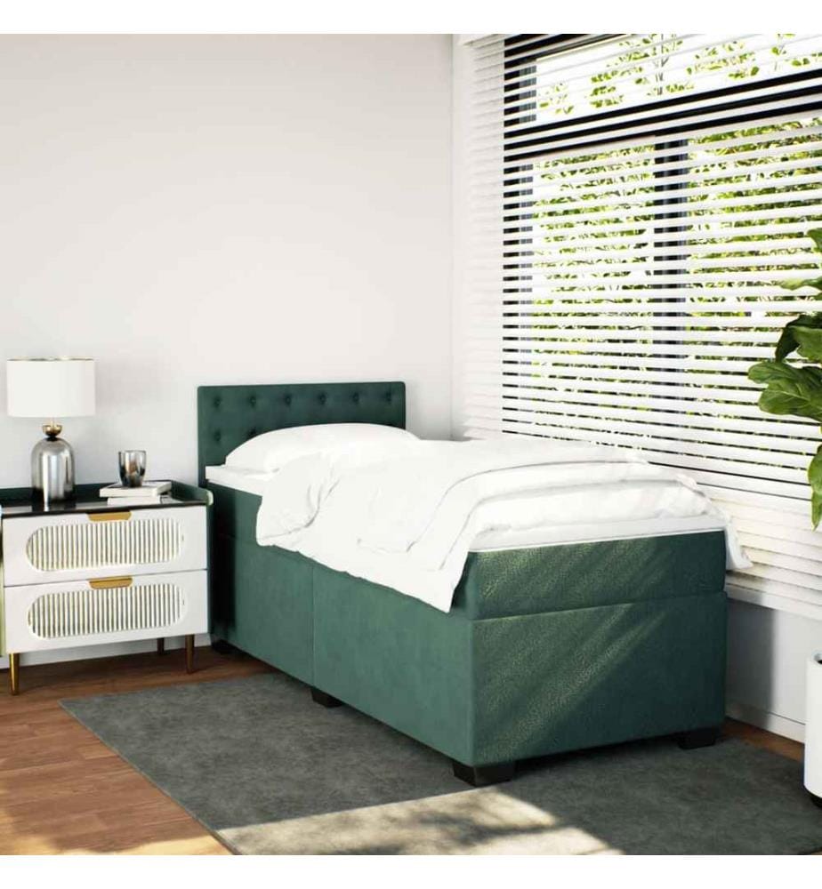 Boxspringbett mit Matratze Dunkelgrün 80x200 cm Samt