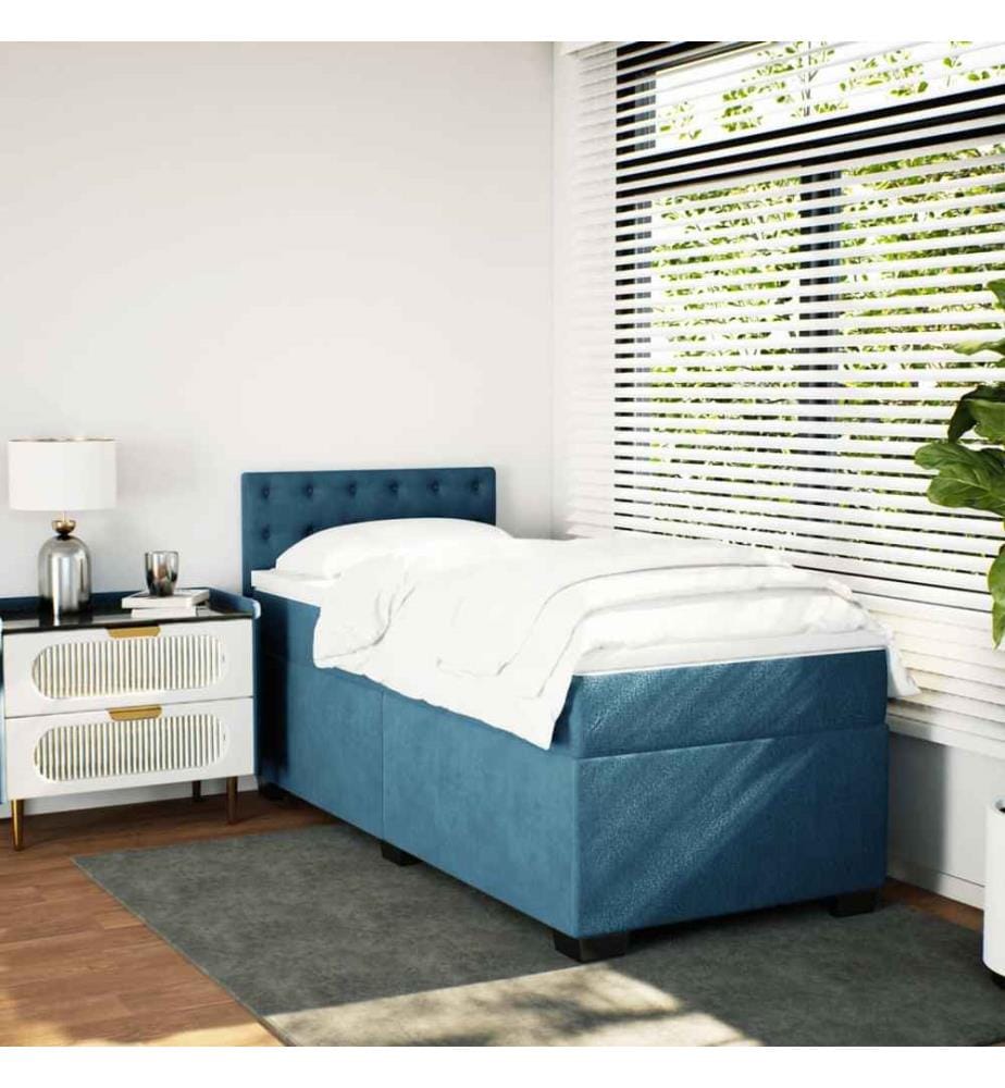 Boxspringbett mit Matratze Dunkelblau 80x200 cm Samt
