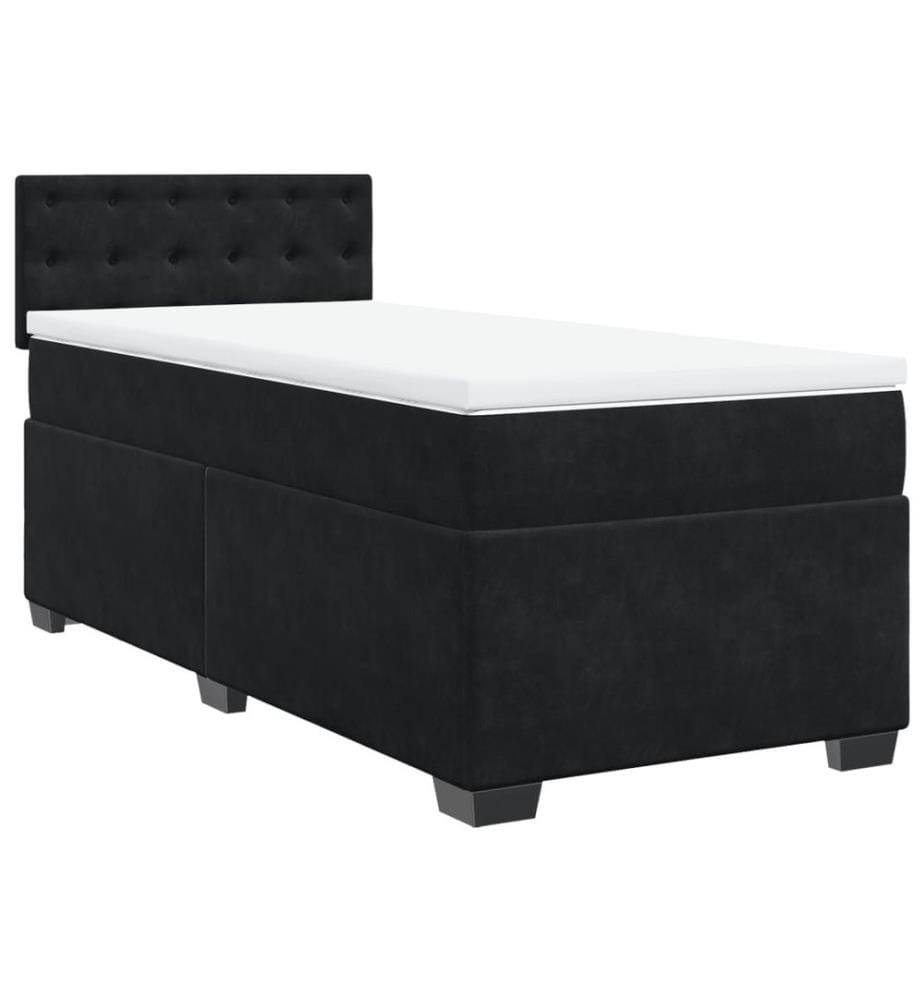Boxspringbett mit Matratze Schwarz 90x190 cm Samt
