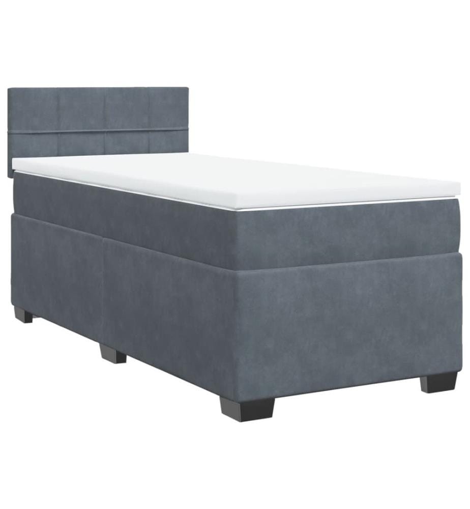 Boxspringbett mit Matratze Dunkelgrau 90x190 cm Samt