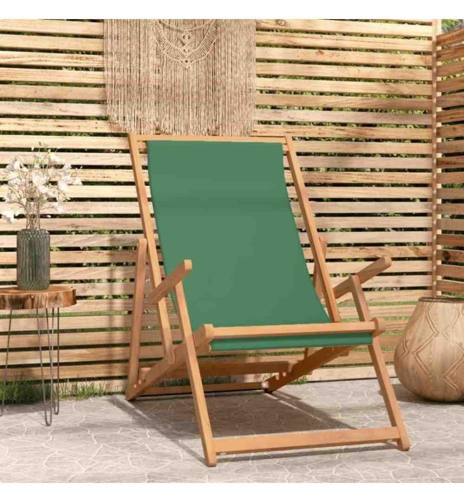 Strandstuhl Klappbar Massivholz Teak Grün