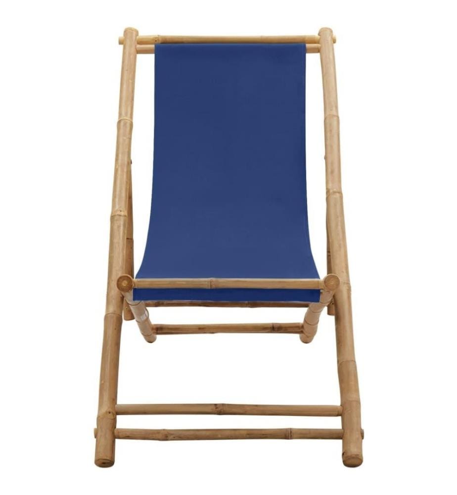 Chaise de terrasse Bambou et toile Bleu marine