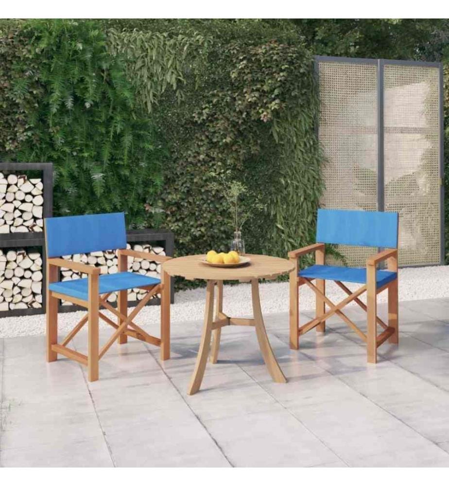 Chaises de metteur en scène 2 pcs Bois de teck massif Bleu