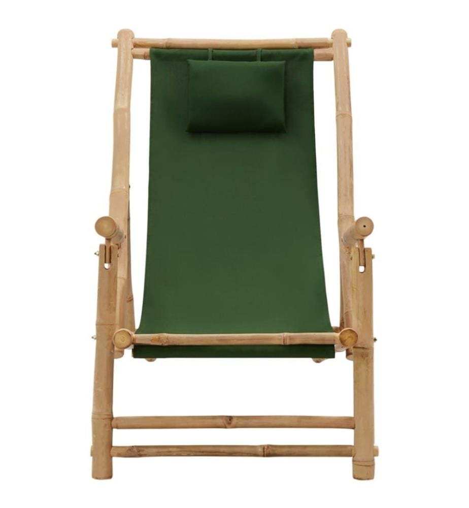 Liegestuhl Bambus und Canvas Grün