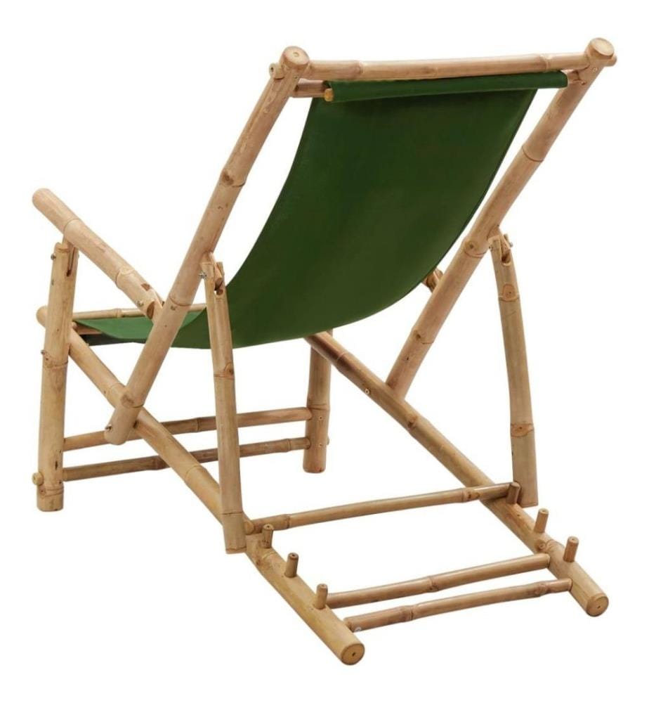Liegestuhl Bambus und Canvas Grün
