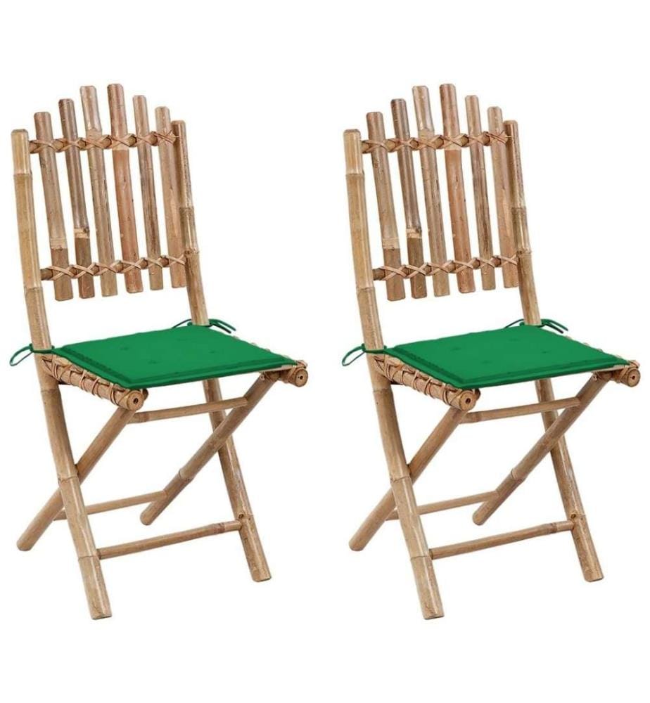 Klappbare Gartenstühle 2 Stk. mit Kissen Bambus