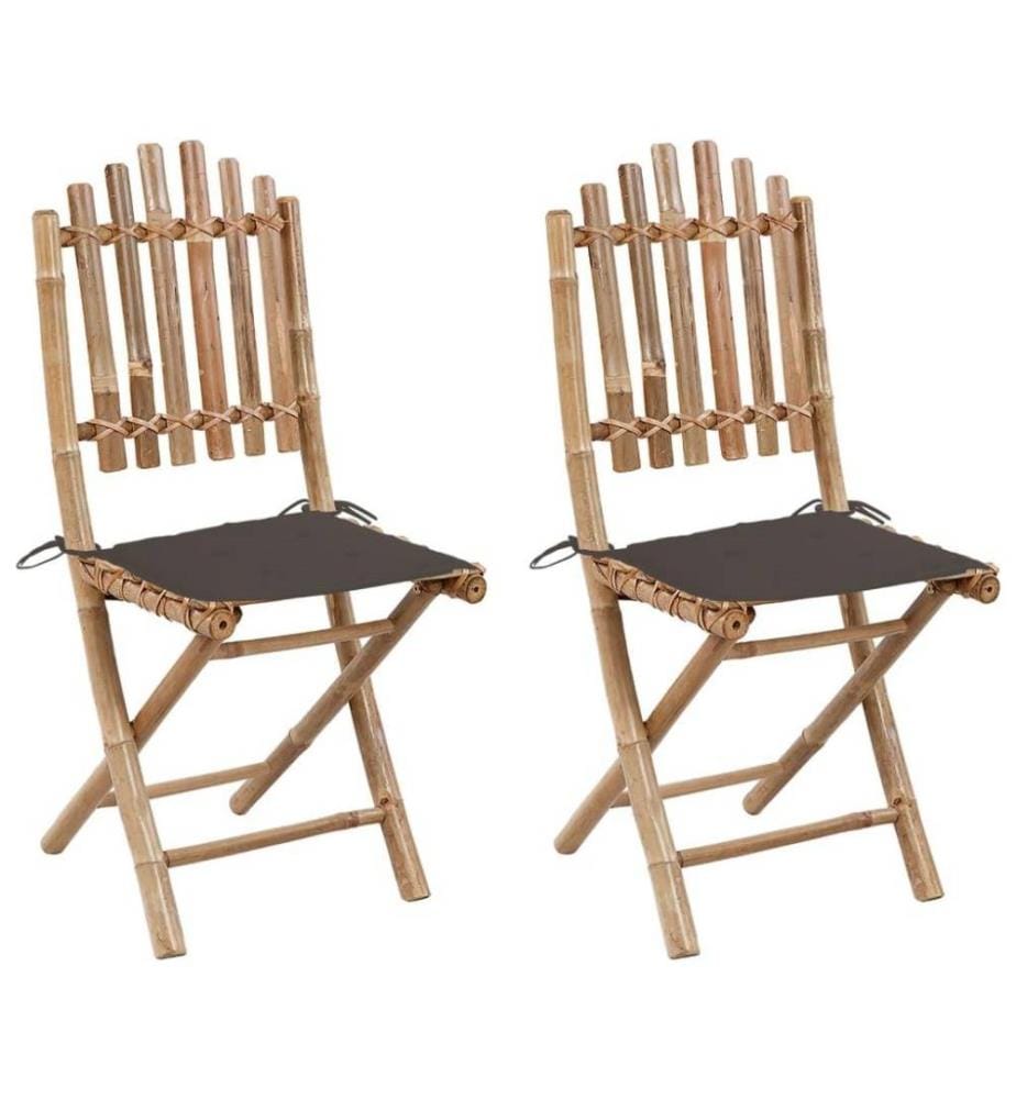 Klappbare Gartenstühle 2 Stk. mit Kissen Bambus