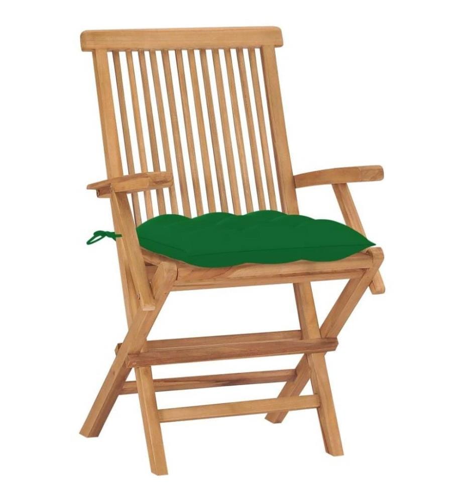 Gartenstühle mit Grünen Kissen 8 Stk. Massivholz Teak