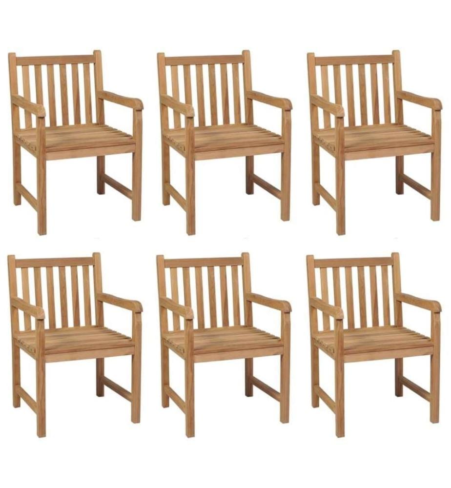 Gartenstühle 6 Stk. mit Grünen Kissen Massivholz Teak