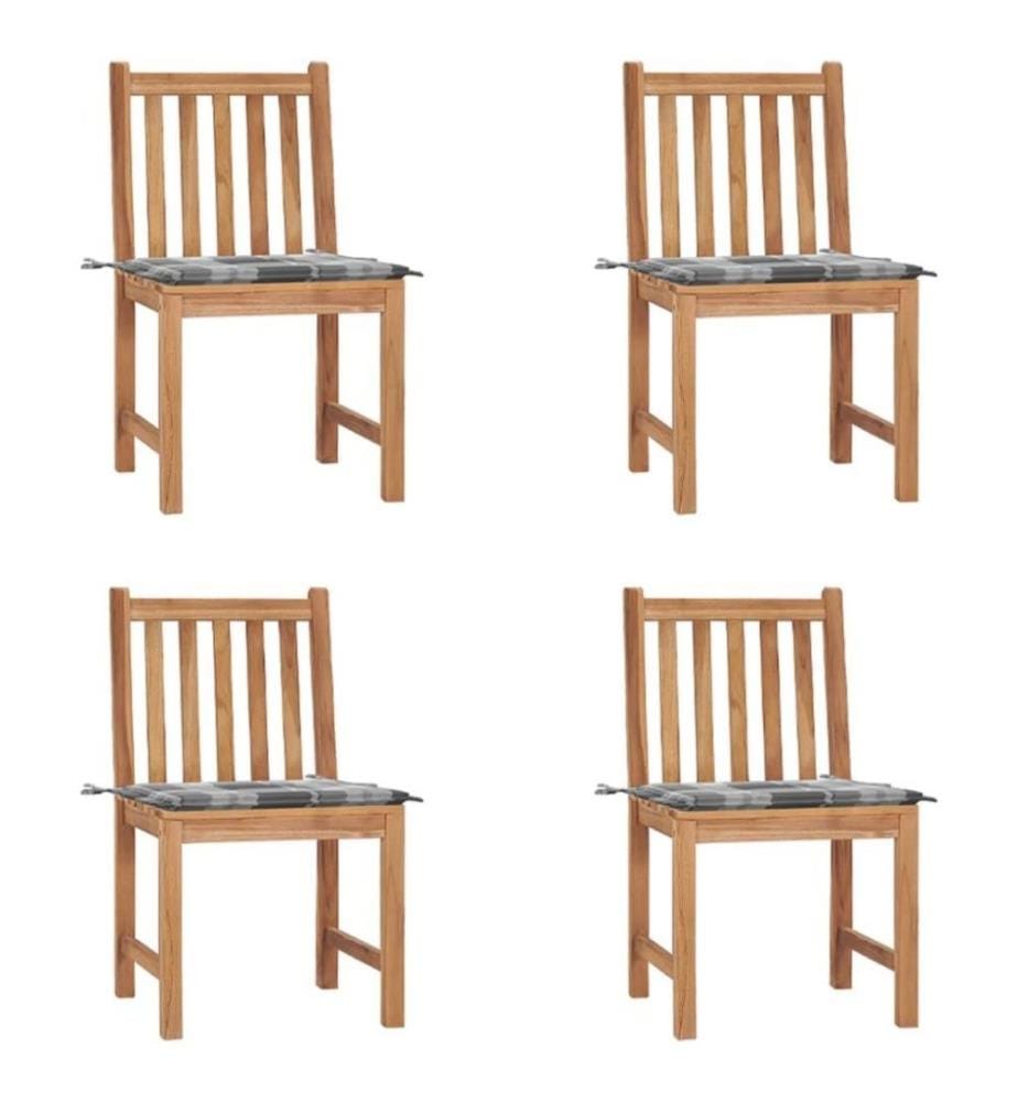 Chaises de jardin 4 pcs avec coussins Bois de teck massif