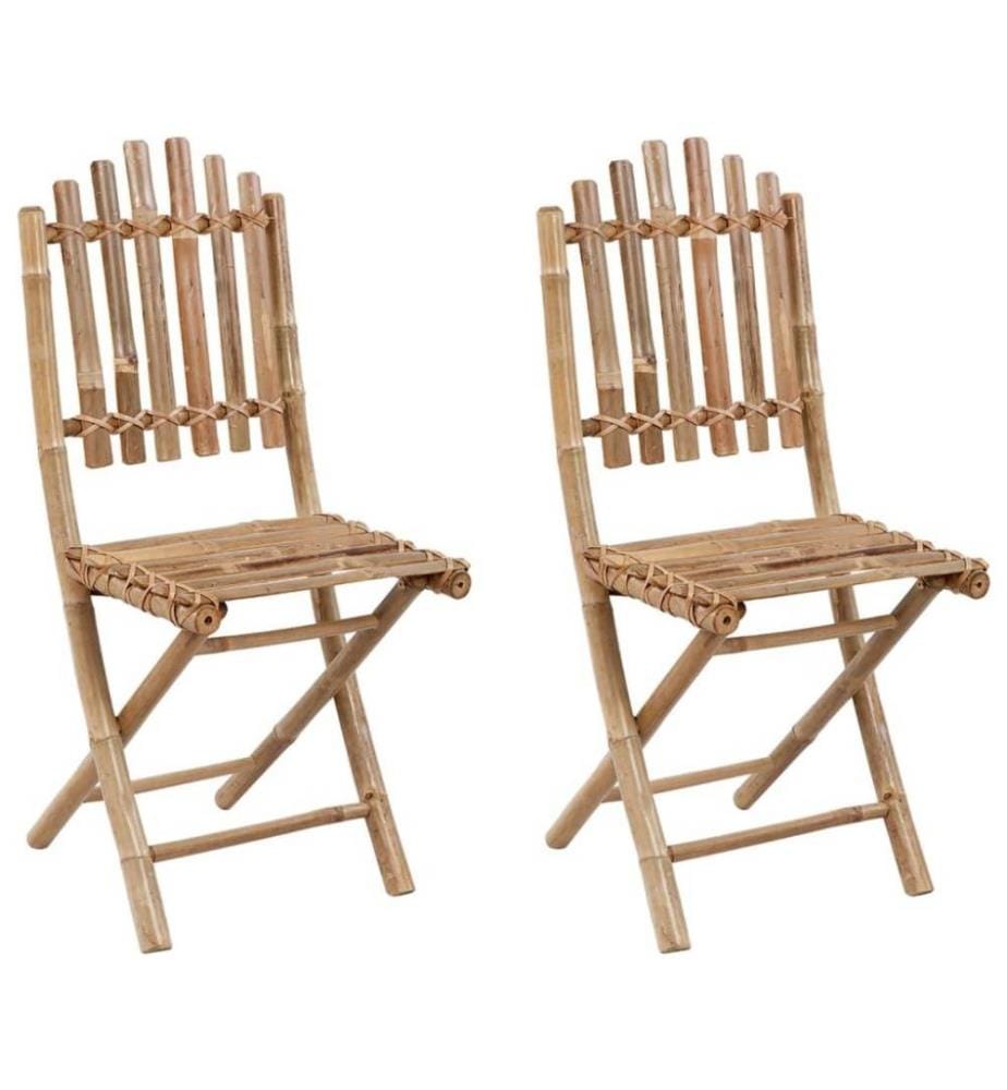 Klappbare Gartenstühle 2 Stk. mit Kissen Bambus