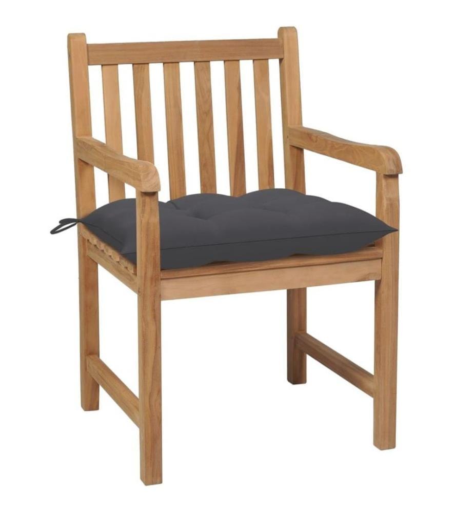 Gartenstühle 6 Stk. mit Anthrazit Kissen Massivholz Teak