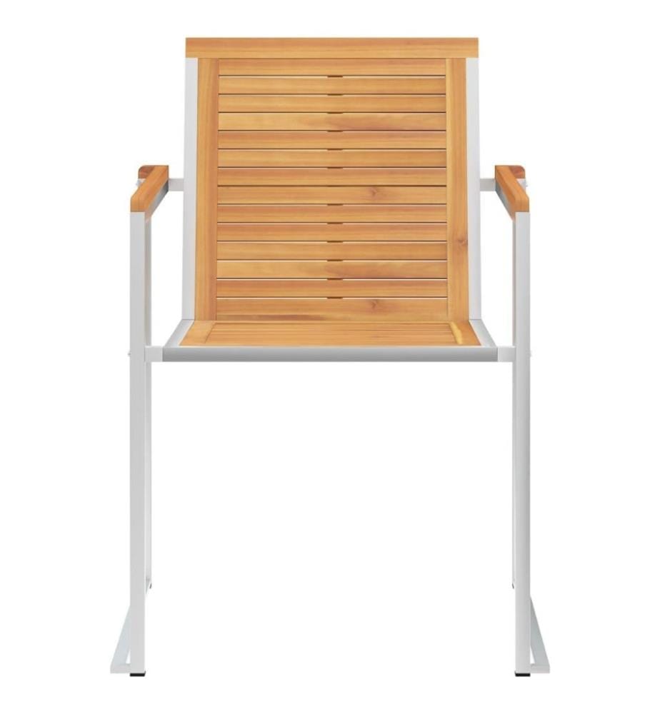 Chaises de jardin 4 pcs Bois de teck solide et acier inoxydable