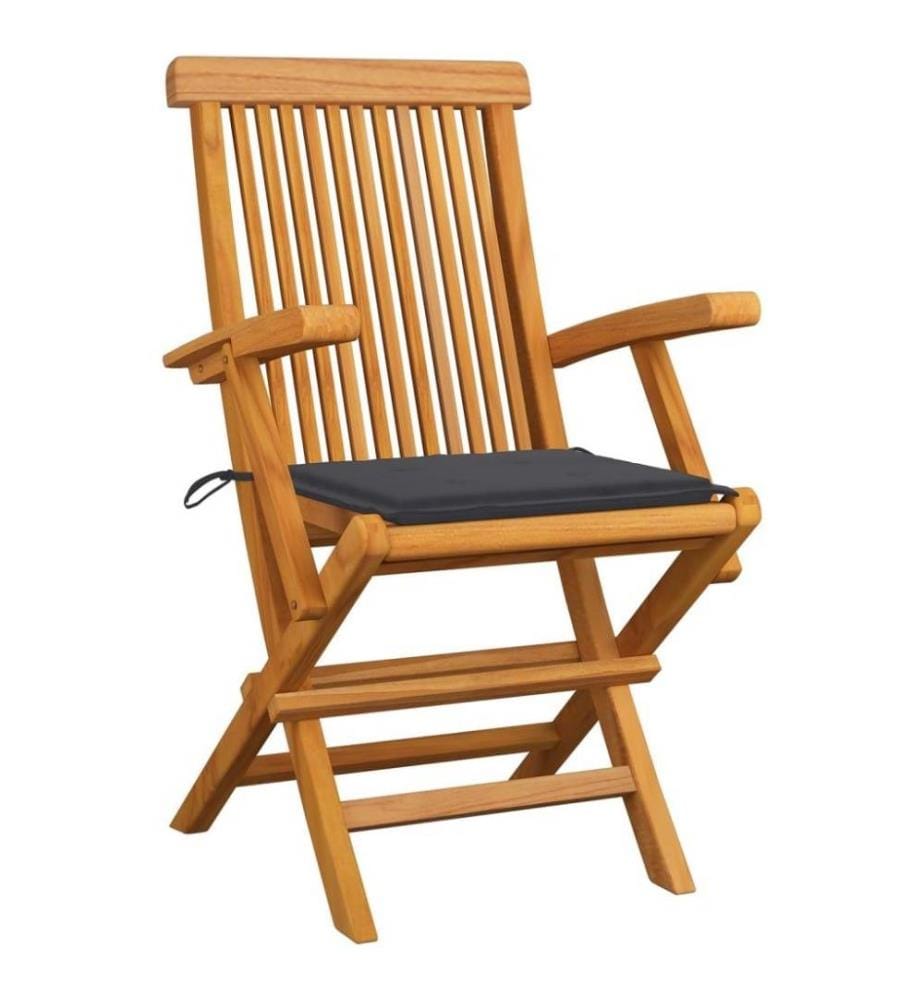Chaises de jardin avec coussins anthracite 8 pcs Teck massif