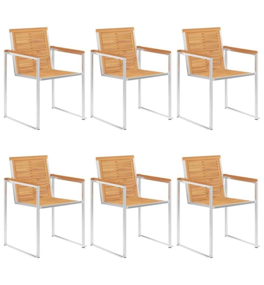 Gartenstühle 6 Stk. mit Kissen Massivholz Teak