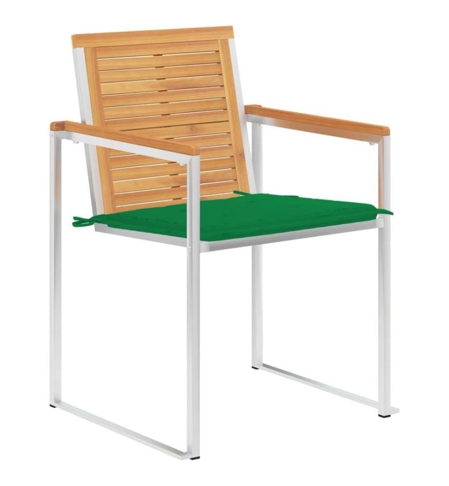 Gartenstühle mit Kissen 2 Stk. Massivholz Teak und Stahl