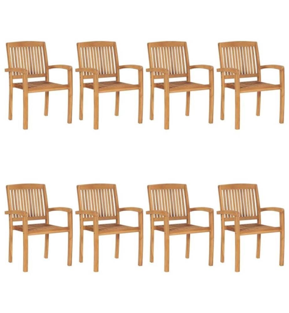 Stapelbare Gartenstühle mit Kissen 8 Stk. Massivholz Teak