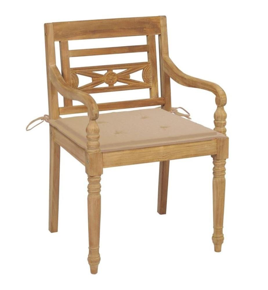 Batavia-Stühle mit Kissen 8 Stk. Massivholz Teak