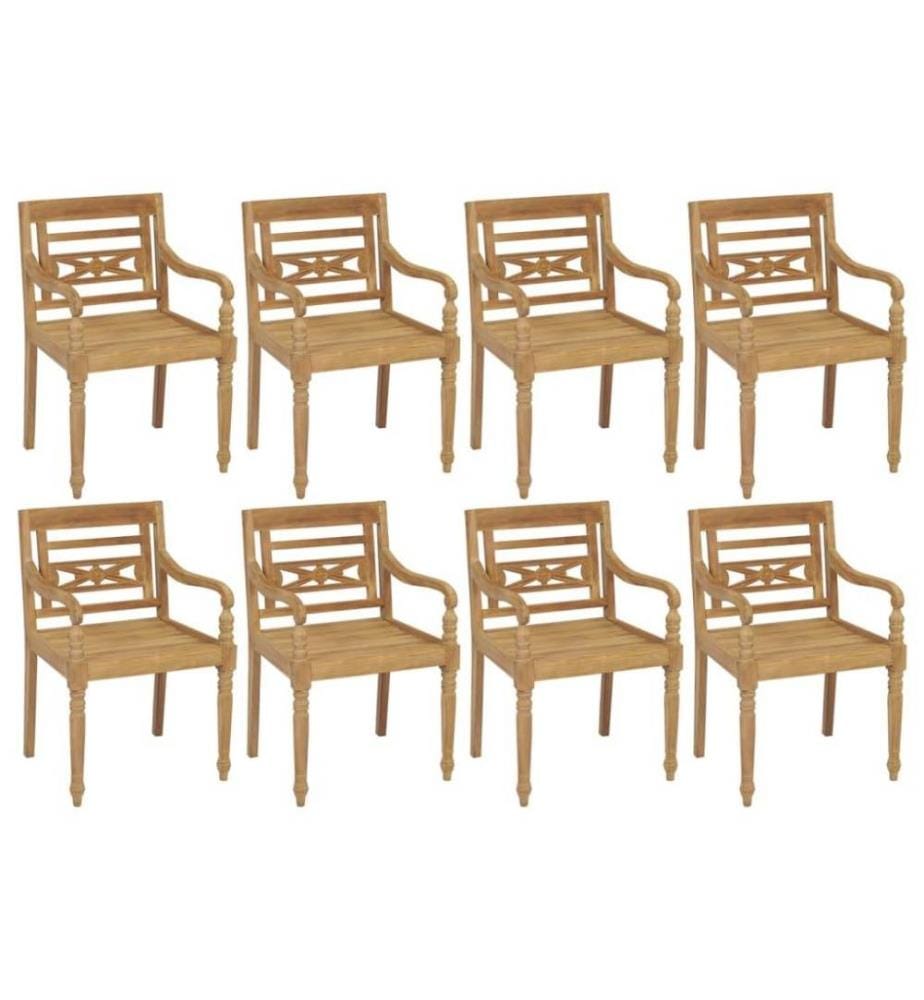 Batavia-Stühle mit Kissen 8 Stk. Massivholz Teak
