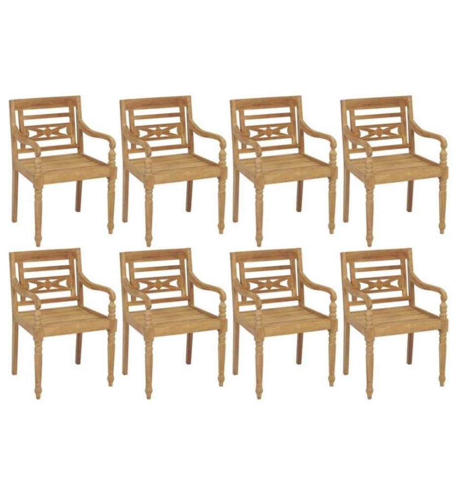 Chaises Batavia avec coussins 8 pcs Bois de teck solide