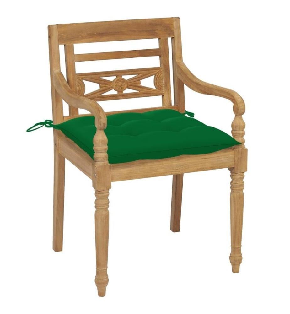 Batavia-Stühle mit Kissen 4 Stk. Massivholz Teak