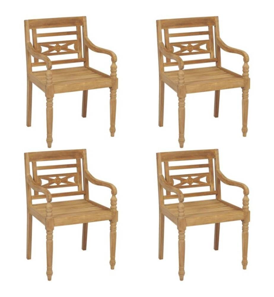 Batavia-Stühle mit Kissen 4 Stk. Massivholz Teak