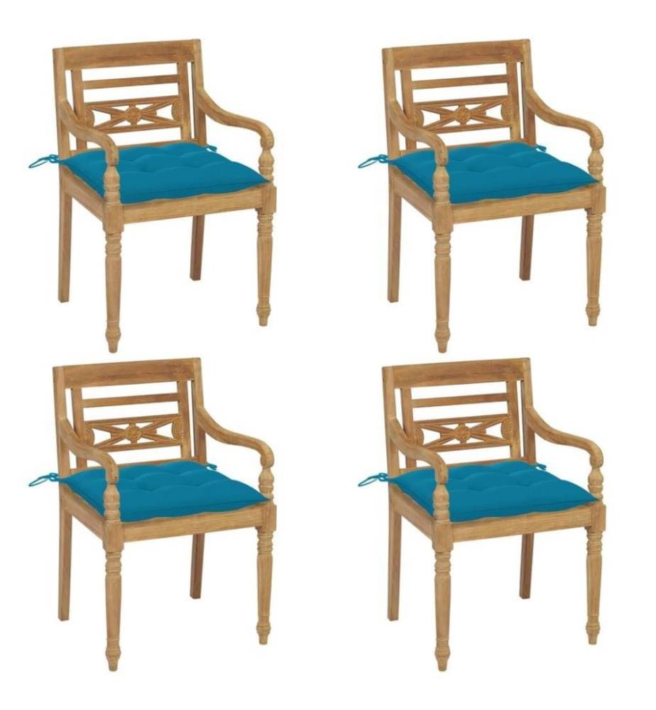 Batavia-Stühle mit Kissen 4 Stk. Massivholz Teak