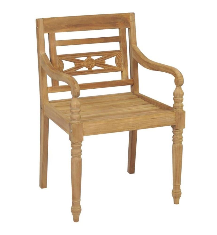 Batavia-Stühle 2 Stk. mit Creme Kissen Teak Massivholz