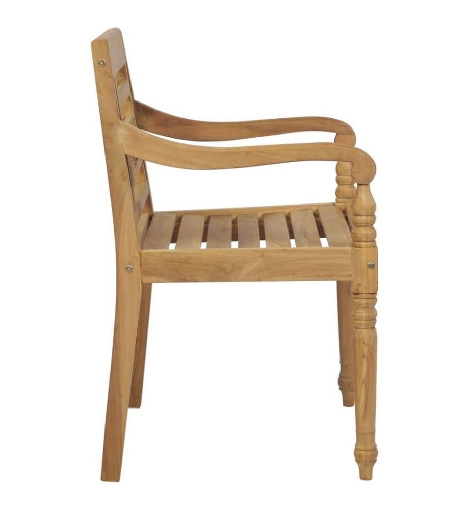 Batavia-Stühle 2 Stk. mit Creme Kissen Teak Massivholz