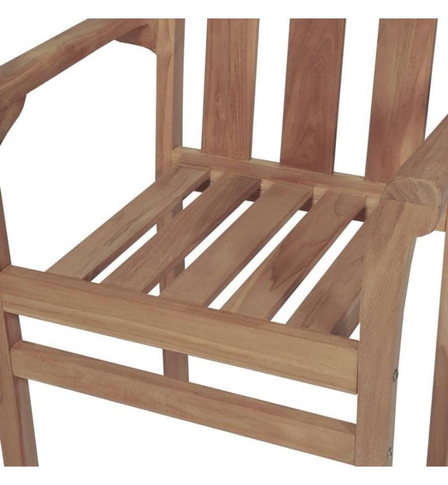 Gartenstühle 2 Stk. mit Grauen Kissen Teak Massivholz