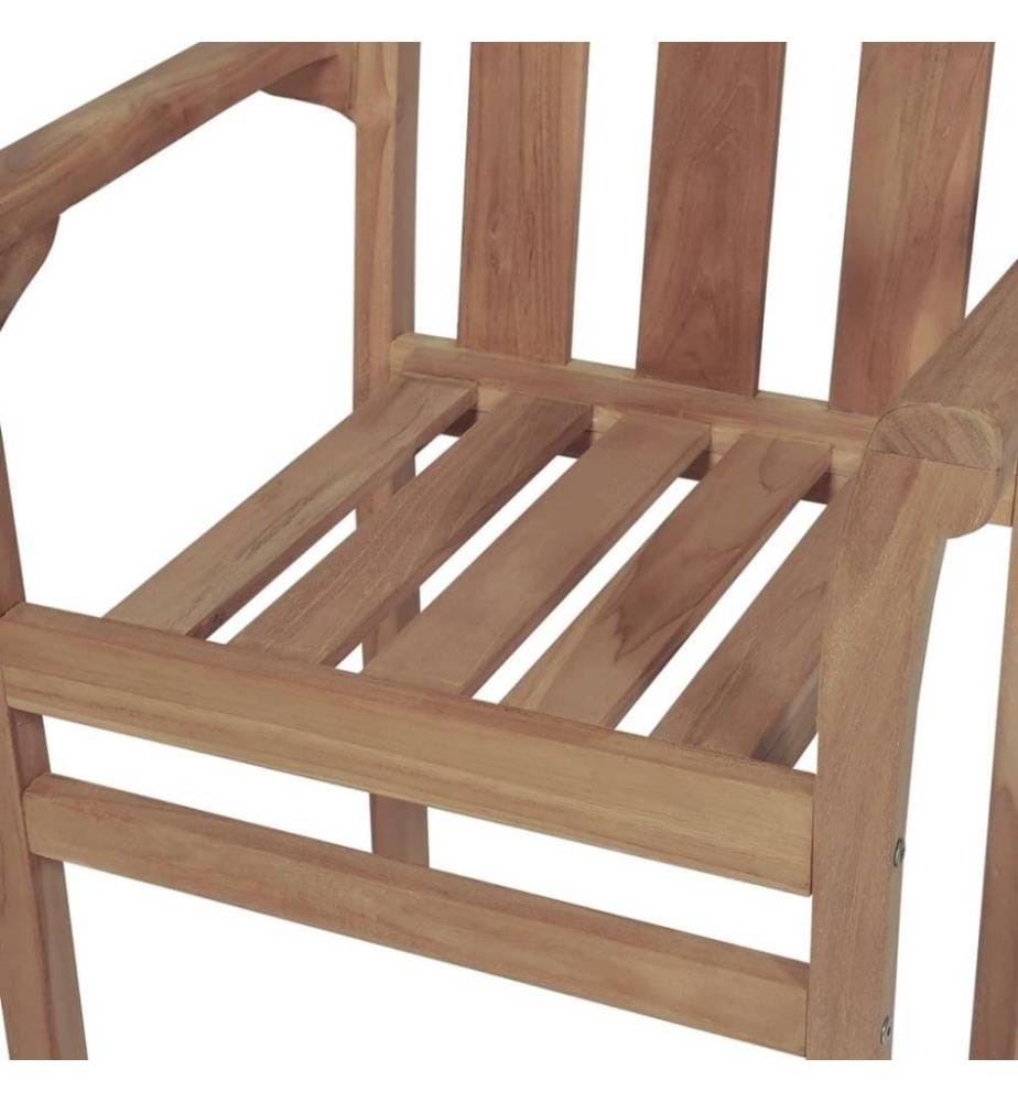 Gartenstühle 2 Stk. mit Cremeweissen Kissen Teak Massivholz