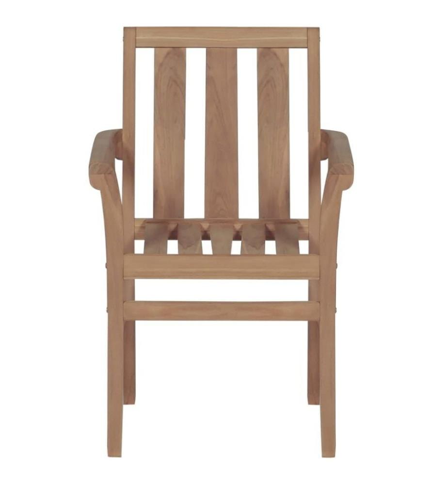 Chaises de jardin 2 pcs avec coussins blanc crème Teck massif