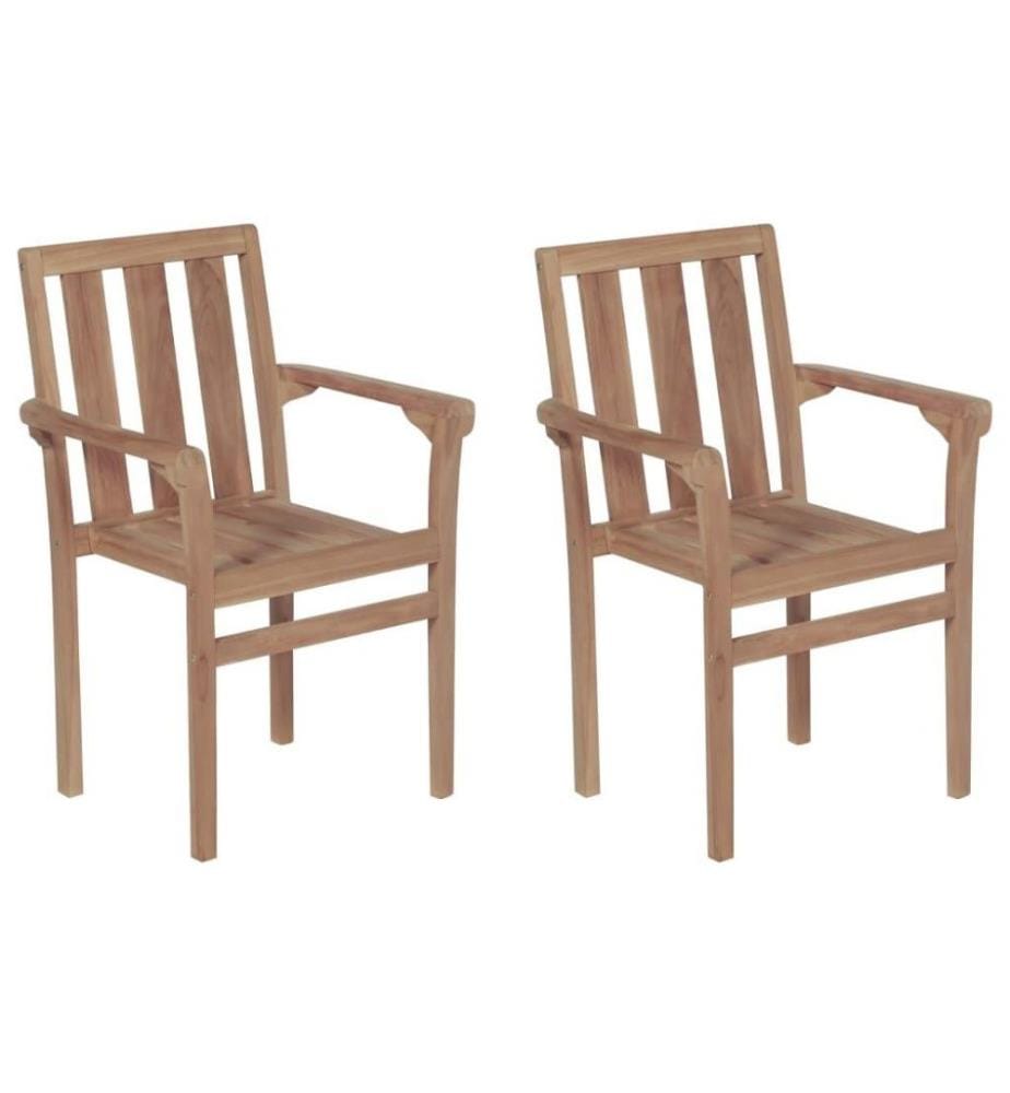 Gartenstühle 2 Stk. mit Hellgrünen Kissen Massivholz Teak
