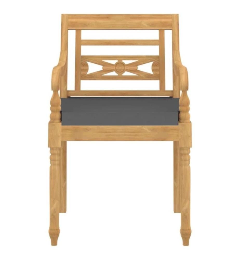Batavia-Stühle 4 Stk. mit Kissen Massivholz Teak