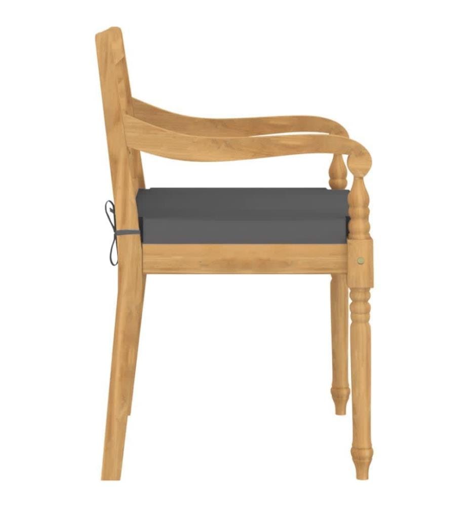 Batavia-Stühle 4 Stk. mit Kissen Massivholz Teak
