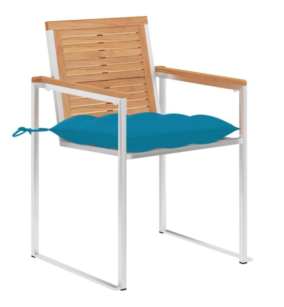 Gartenstühle mit Kissen 2 Stk. Massivholz Teak und Stahl