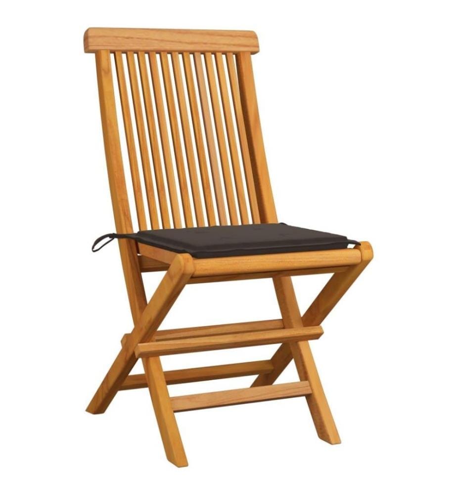Chaises de jardin avec coussins taupe 6 pcs Bois de teck massif
