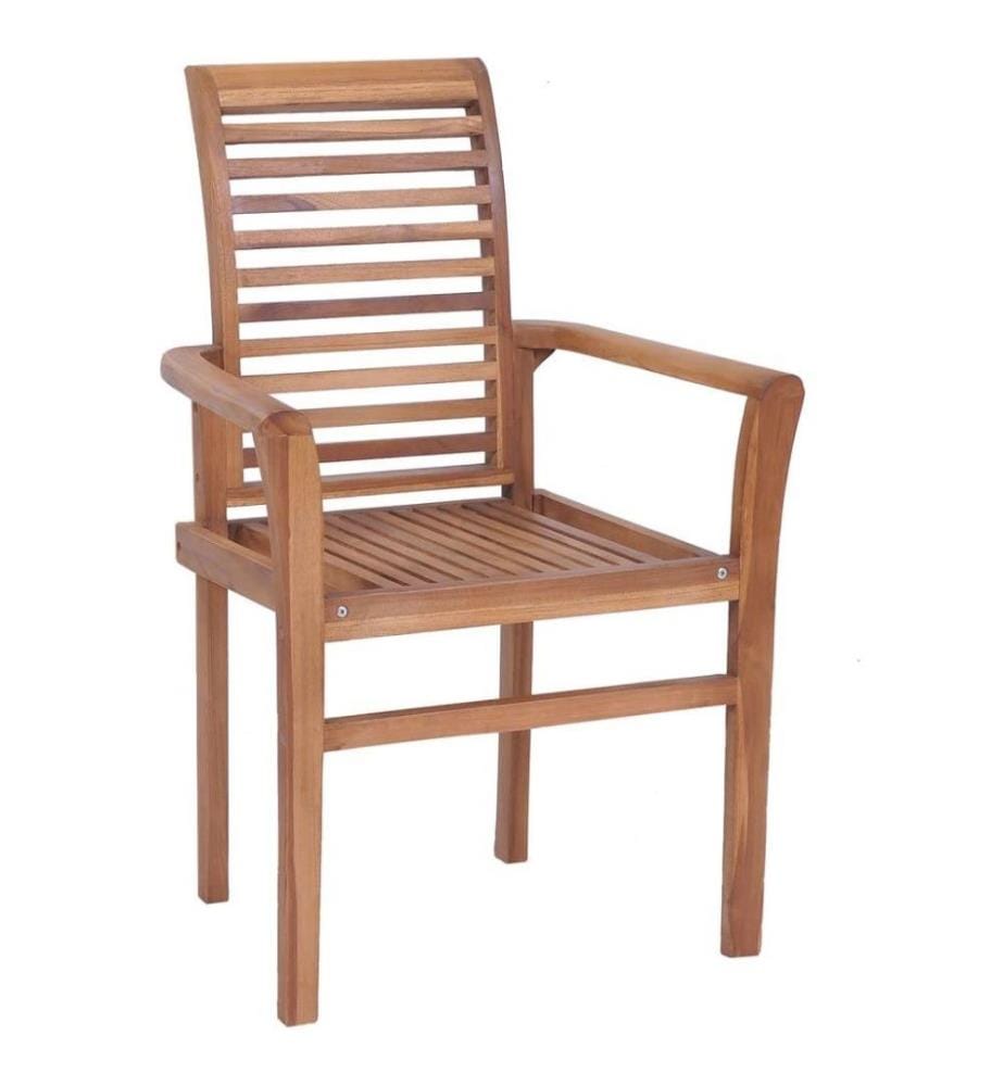 Essstühle 8 Stk. mit Creme Kissen Massivholz Teak