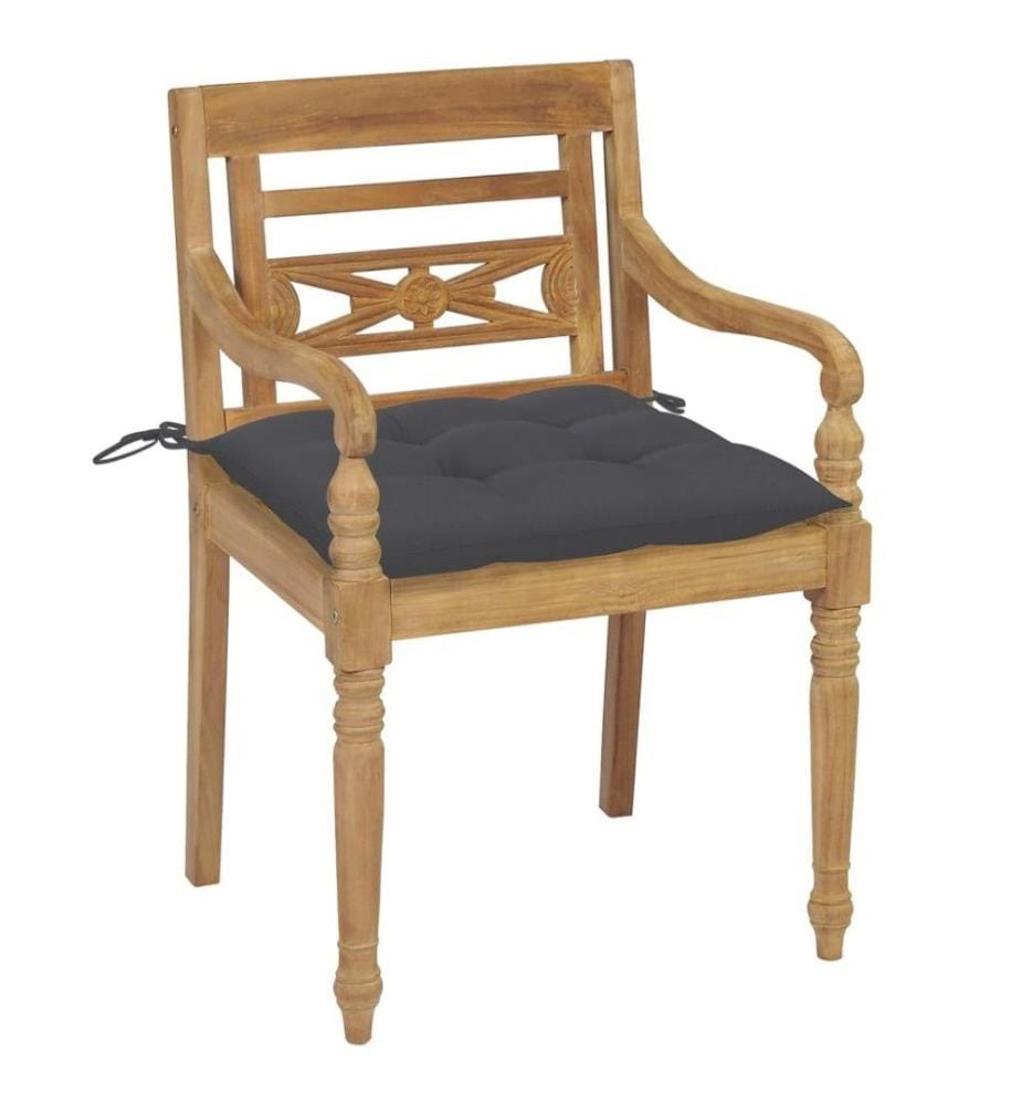 Batavia-Stühle mit Kissen 4 Stk. Massivholz Teak