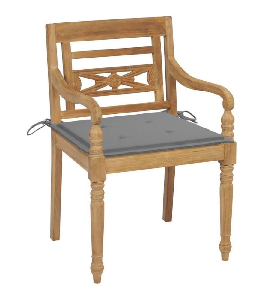Batavia-Stühle mit Kissen 6 Stk. Massivholz Teak