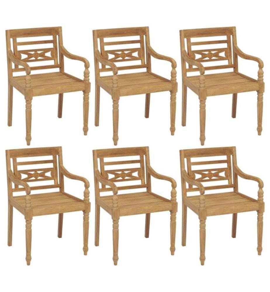 Batavia-Stühle mit Kissen 6 Stk. Massivholz Teak