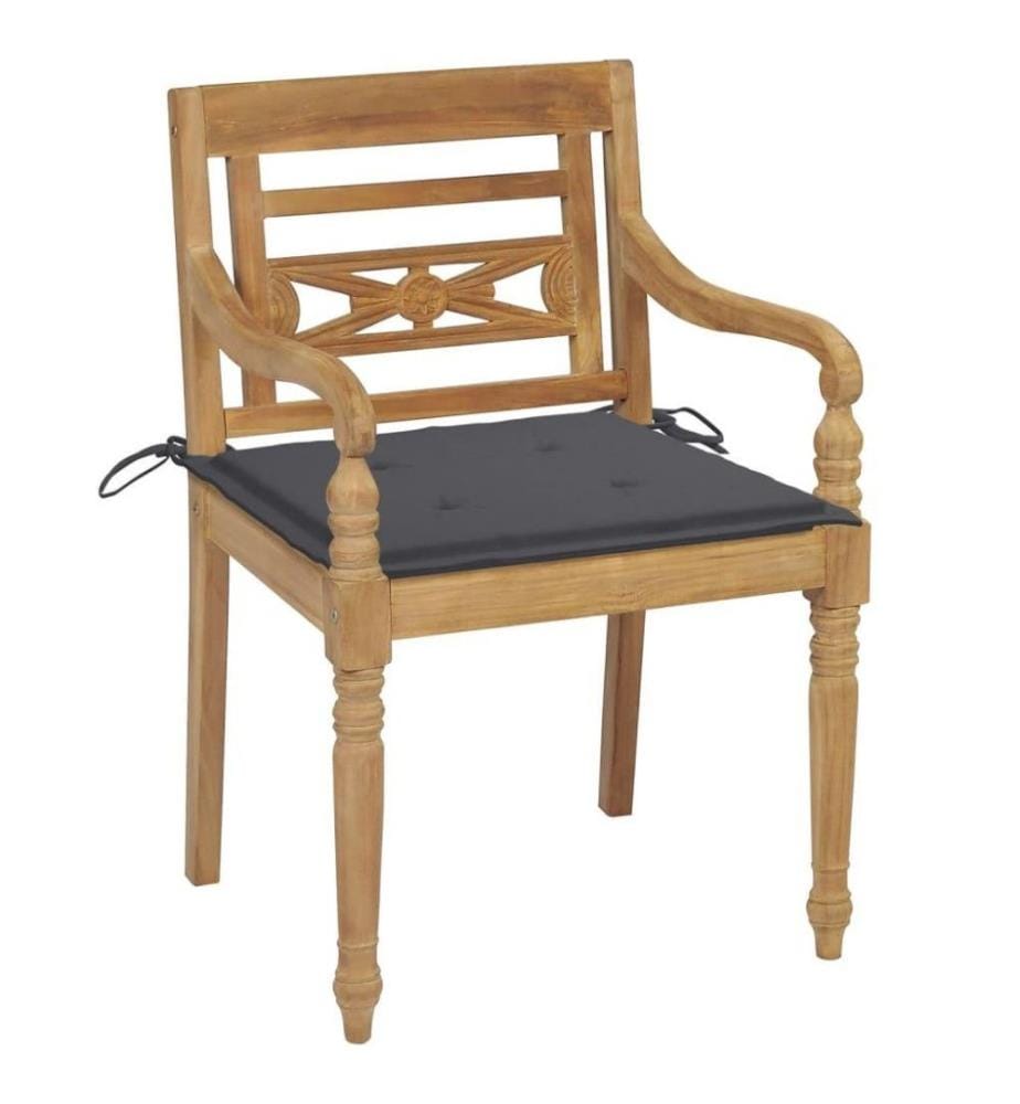 Batavia-Stühle mit Kissen 8 Stk. Massivholz Teak
