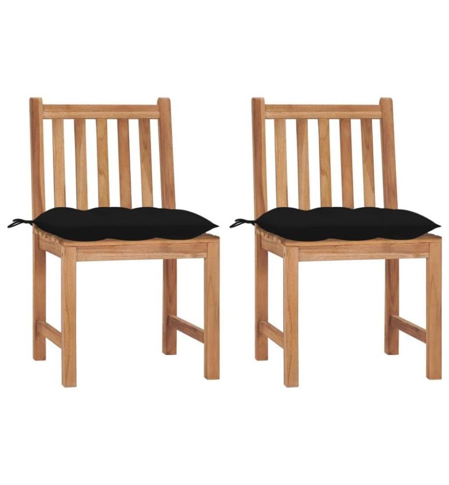 Gartenstühle 2 Stk. mit Kissen Massivholz Teak