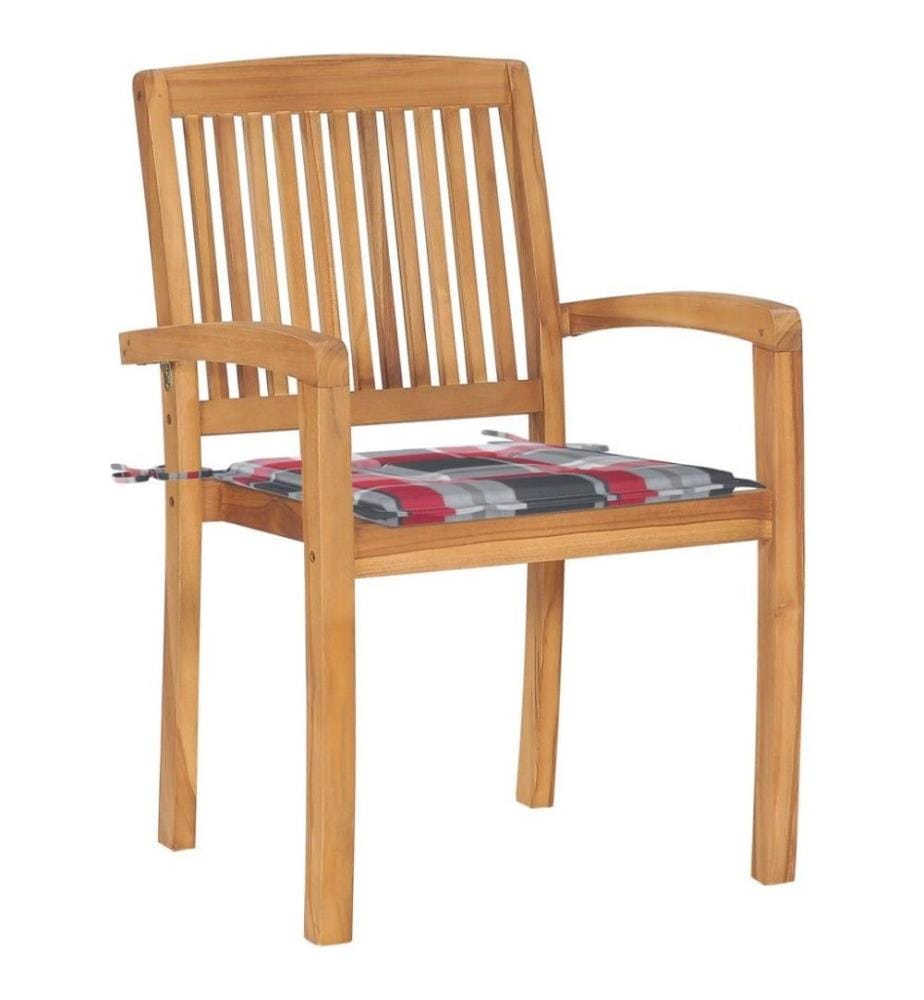 Stapelbare Gartenstühle mit Kissen 8 Stk. Massivholz Teak