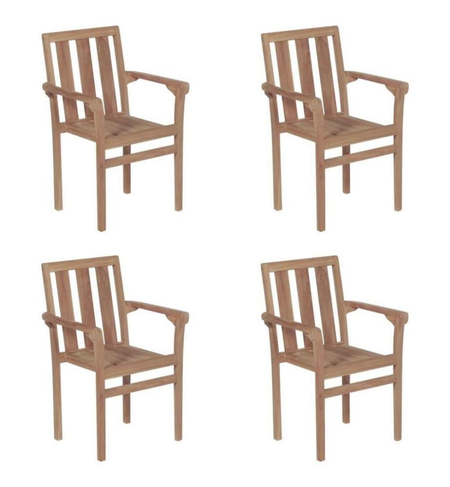 Stapelbare Gartenstühle mit Kissen 4 Stk. Massivholz Teak