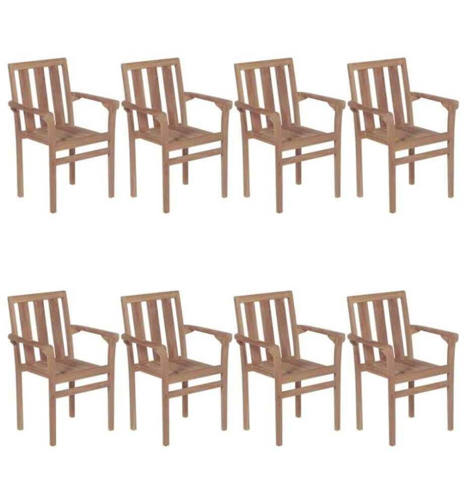 Chaises de jardin empilables avec coussins 8 pcs Teck solide